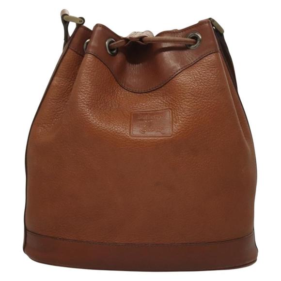 Burberrys Shoulder Bag Leather Brown Gold Auth ep9966